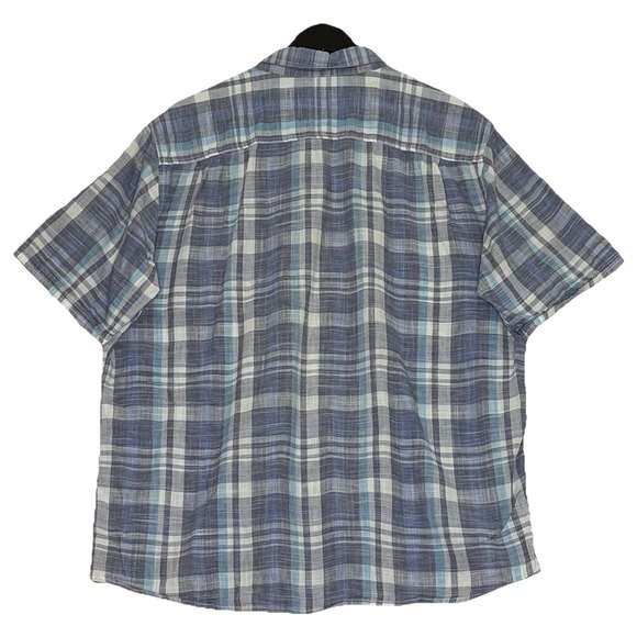Weatherproof Vintage Mens XL‎ Blue on Blue Plaid Short-Sleeve Cotton Camp Shirt - Picture 3 of 6
